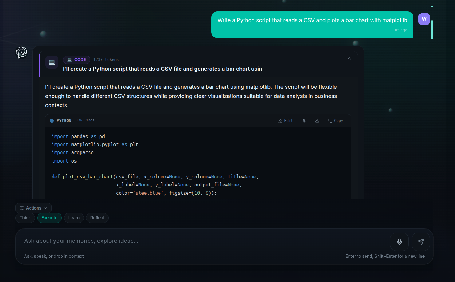PAME Code skill output